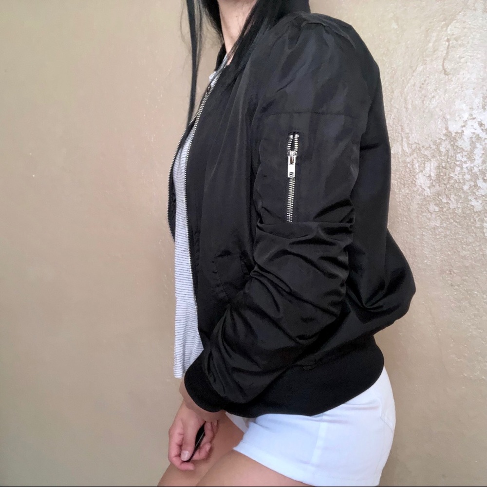 Black Bomber Jacket - Picture 3 of 6